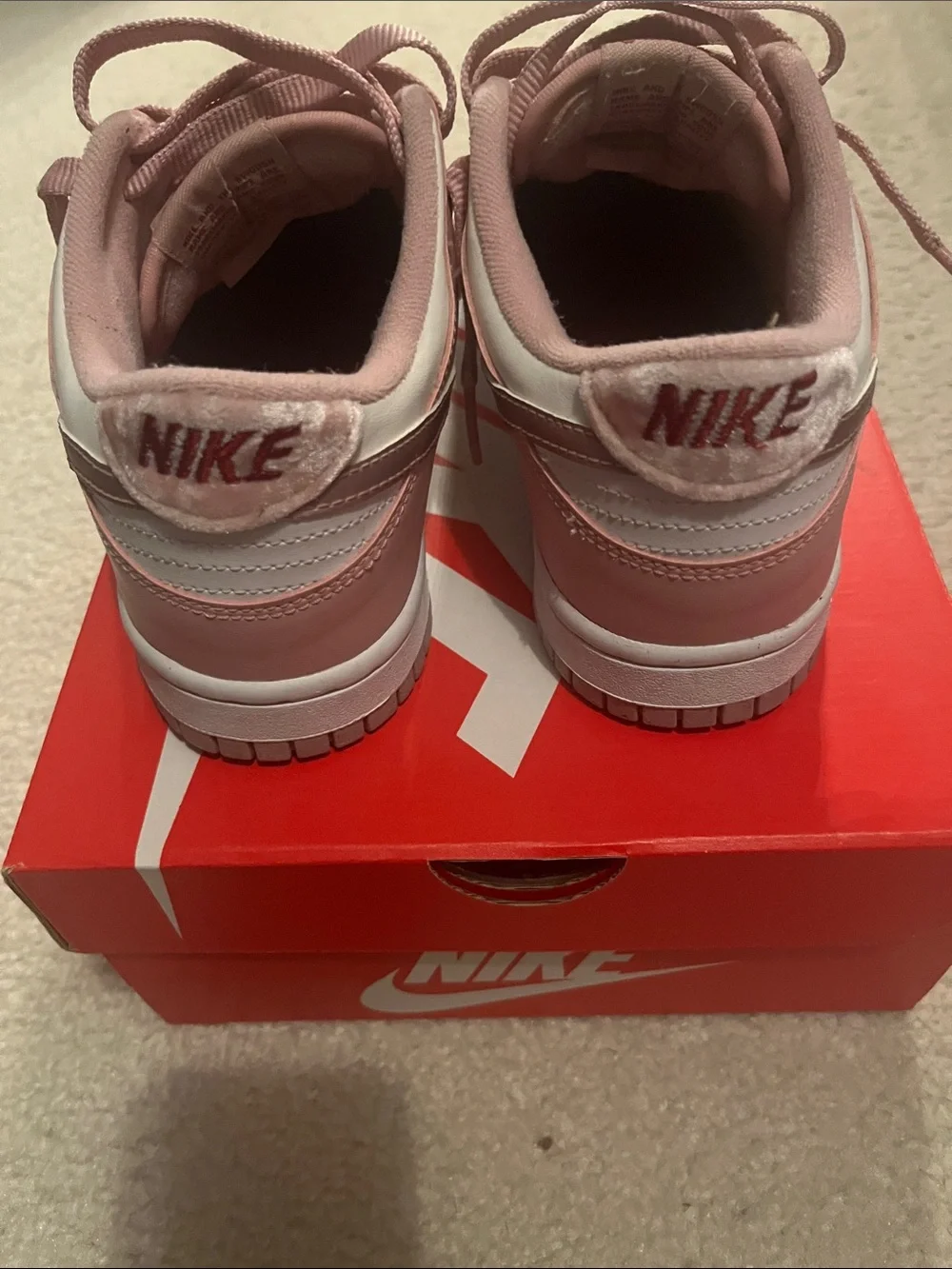 Nike kids Dusty Pink and White Low-Top Sneakers